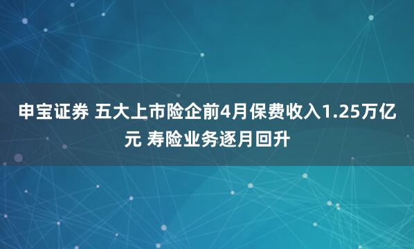 申宝证券 五大上市险企前4月保费收入1.25万亿元 寿险业务逐月回升