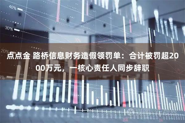 点点金 路桥信息财务造假领罚单:合计被罚超2000万元,一核心责任人同步辞职