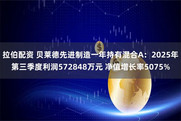拉伯配资 贝莱德先进制造一年持有混合A：2025年第三季度利润572848万元 净值增长率5075%